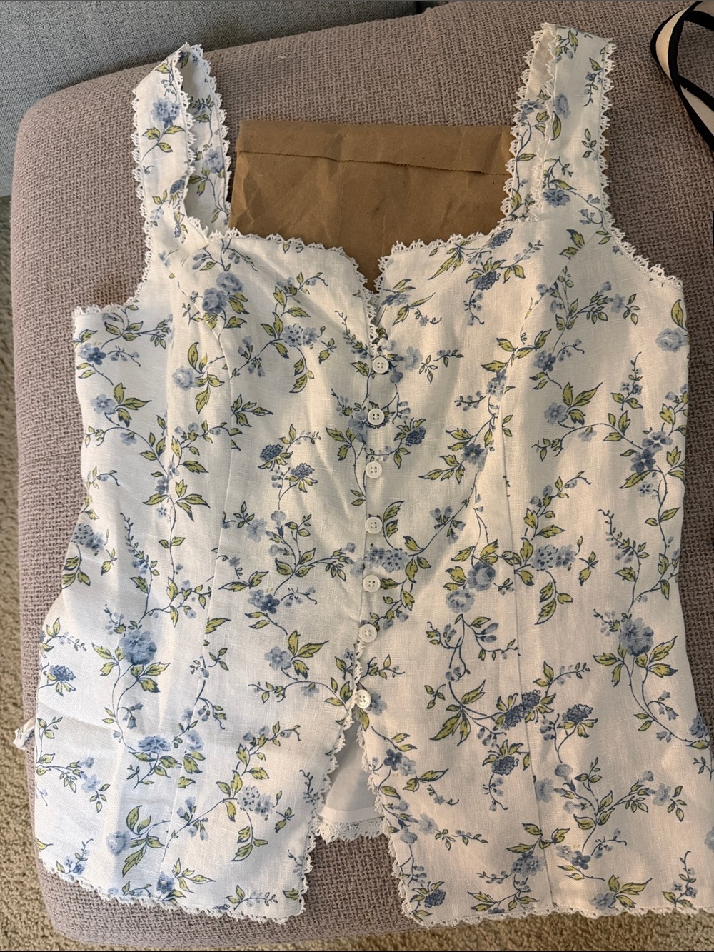 Reformation Viola Linen Top Ivory - Size 10